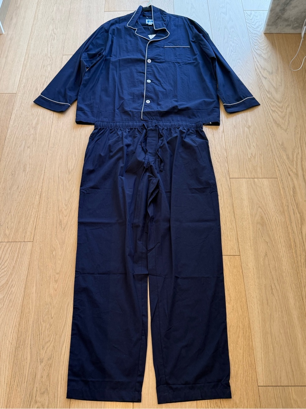 Majestic International Men’s Luxury Pajama Set XL Navy 100% Cotton Sleepwear